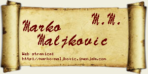 Marko Maljković vizit kartica